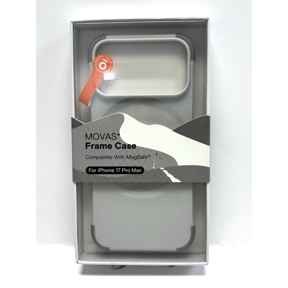 MOFT MOVAS Frame Case iPhone 17 Pro Max MagSafe Vegan Leather Gray